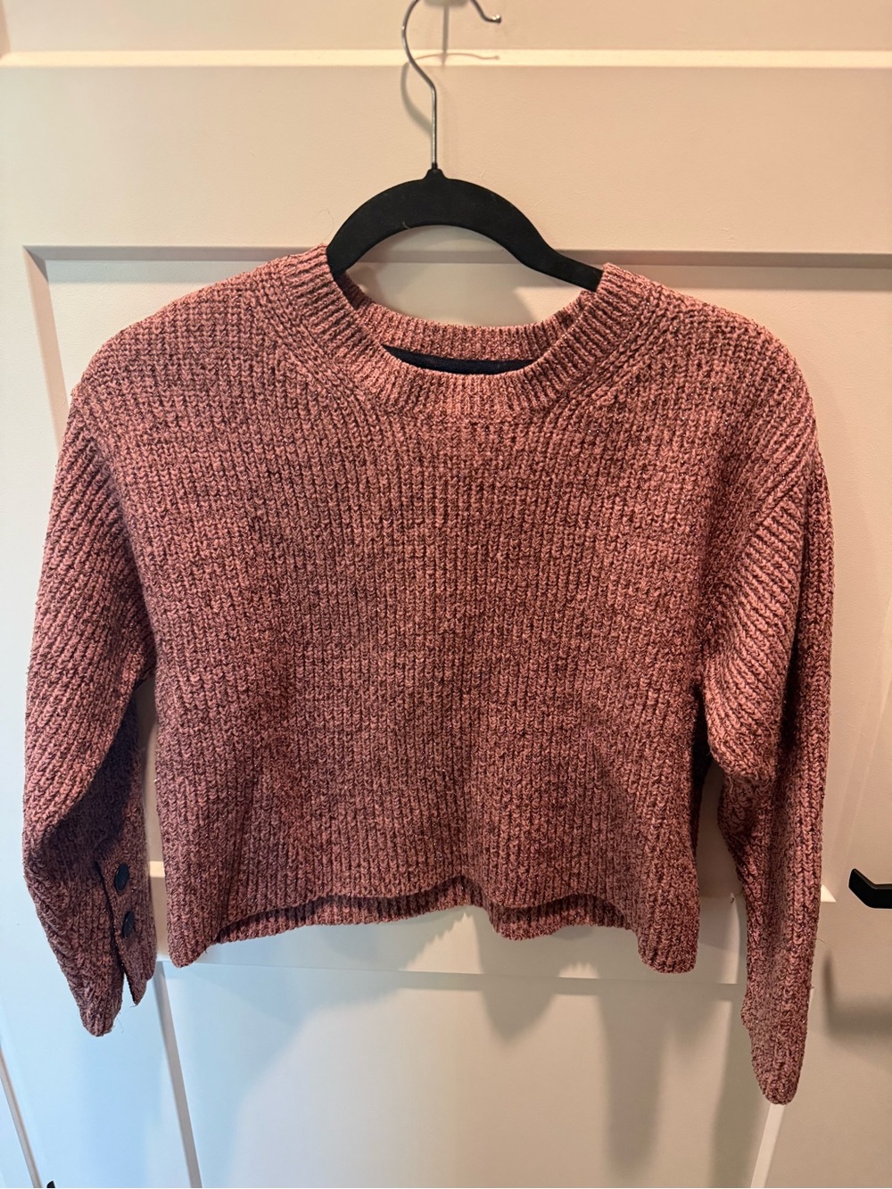 Rag & Bone Metallic Merino Wool Cropped Sweater Mauve Pink Size M
